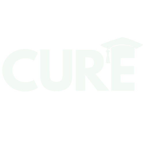 CURE logo - white wordmark